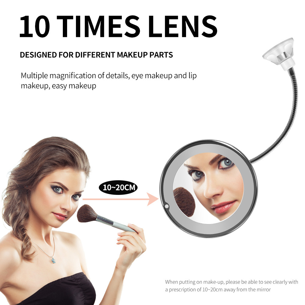 360 Degree Rotation 10X Magnifying Makeup Mirror Folding Vanity Mirror with LED Light vanity table with led light makeup mirror