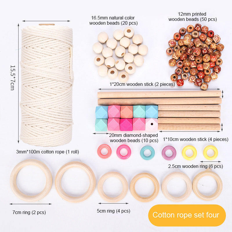 Amazon Hot Sale Macrame Supplies Best 3mm x 109yards Natural Cotton Macrame Cord Kit for Macrame Plant Hanger Wall Hanging