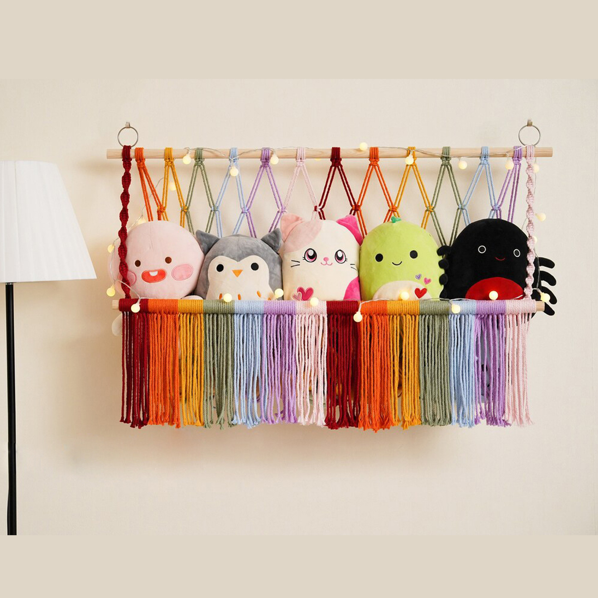 Popular bedroom stuffed animal hammock net with cotton storage toy hammock