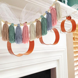 Bohemian farmhouse wall hanging Pastel Rainbow Tassel Garland Wall Decor for Dorm Girls Room and Nursery Room