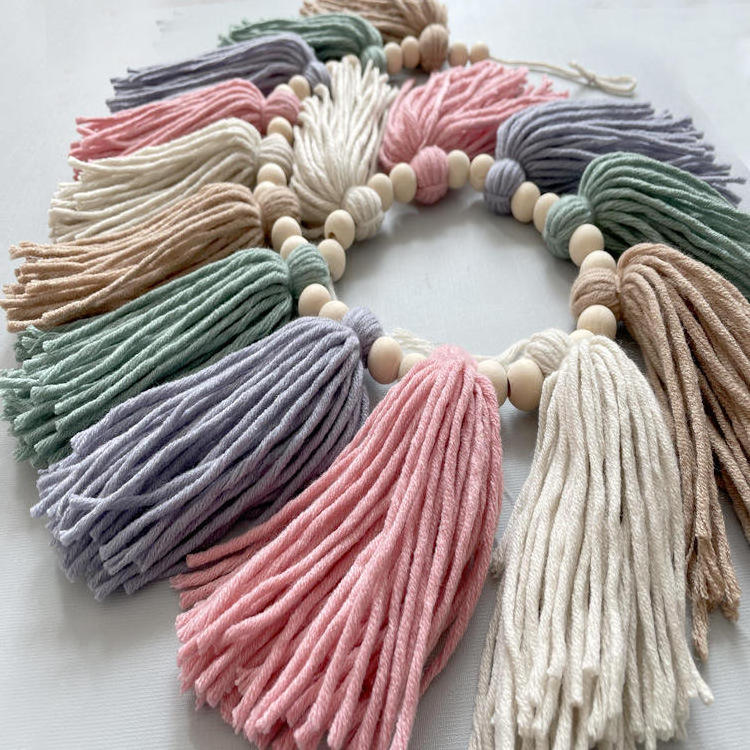 Bohemian farmhouse wall hanging Pastel Rainbow Tassel Garland Wall Decor for Dorm Girls Room and Nursery Room