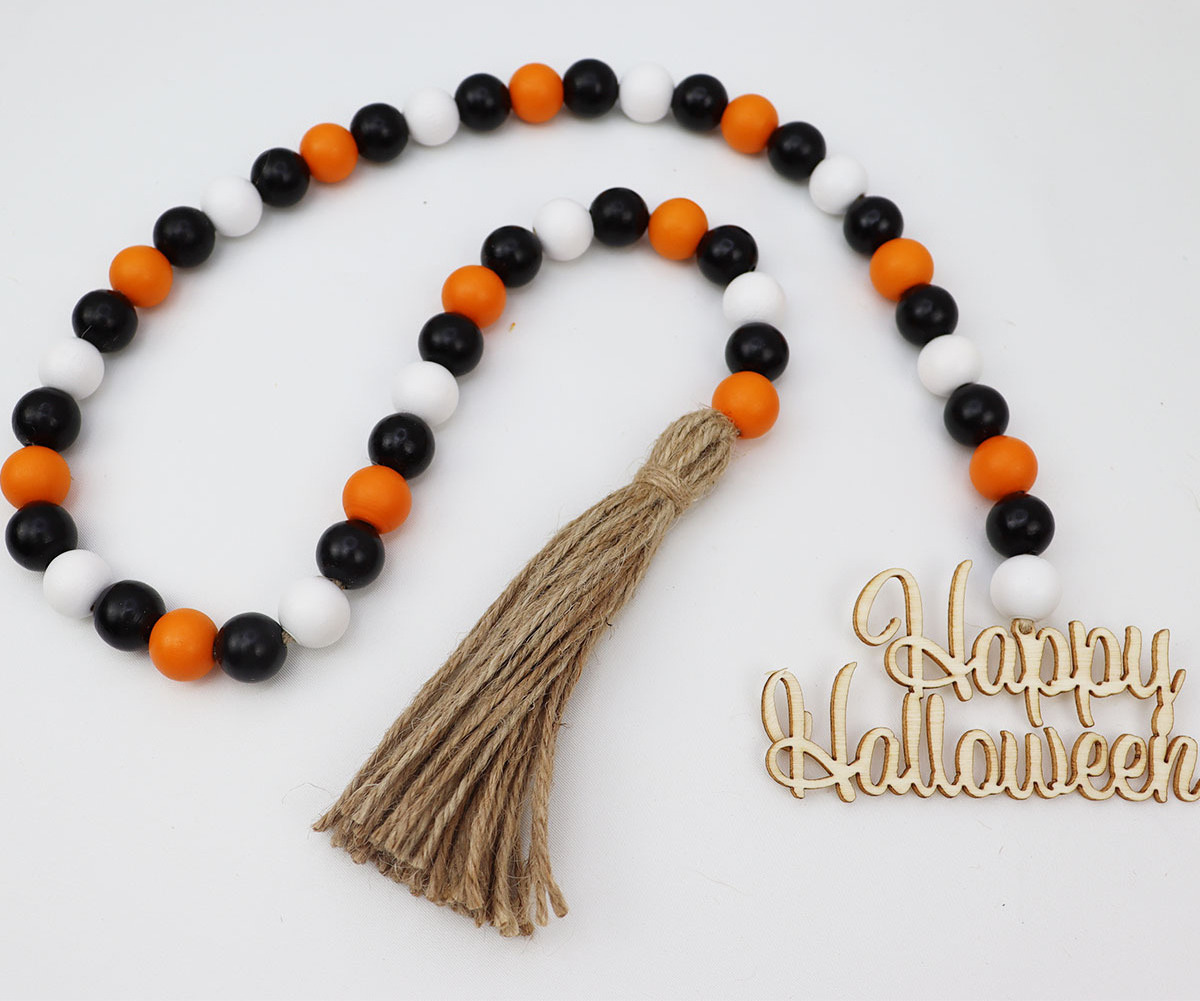 Halloween Decorations Custom Elephant Bead Bracelet Beaded Bracelets For Men orange wood bead bracelet tassel