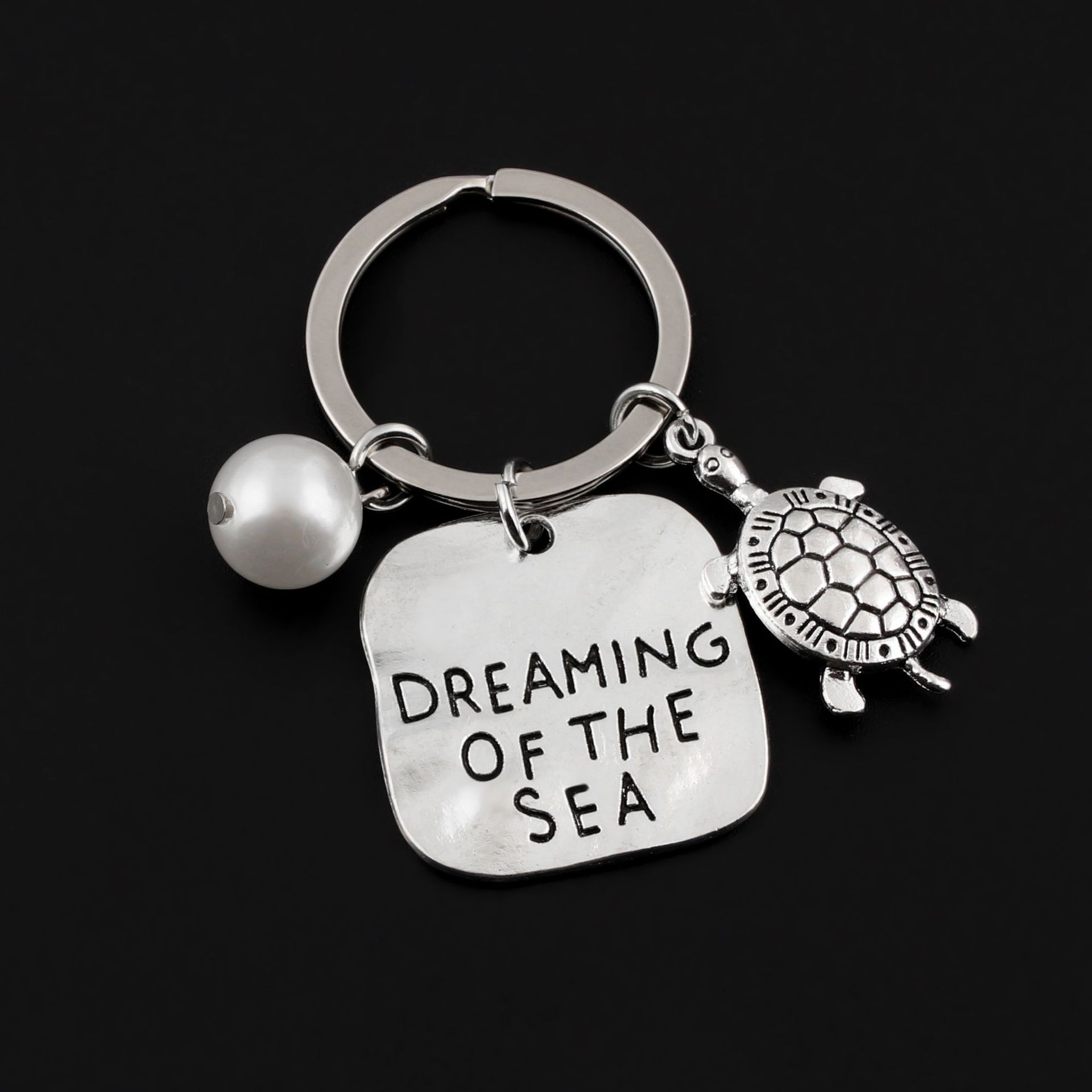 Pearl Summer Ocean Turtle Dream of The Sea KeyChain KeyRing Sister  Gift Women Charm Accessories Jewelry Pendant