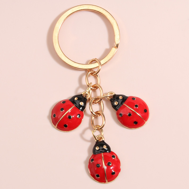 Back To School Gift Enamel Bee Sunflower Pendant Rhinestone Ladybug Charm Metal Key Chain Key Ring Bag Accessories Car Key Chain