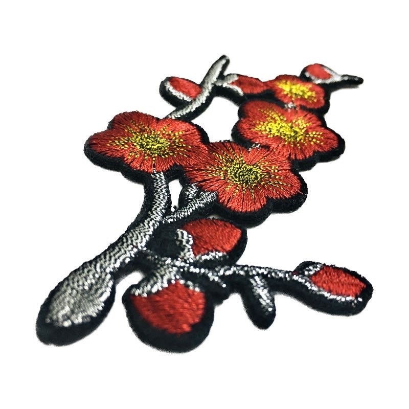 Customize newly made chinese plum flower embroidery patch