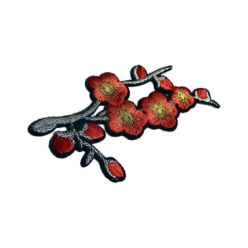 Customize newly made chinese plum flower embroidery patch