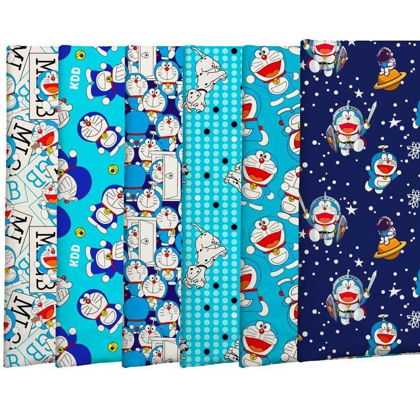 The factory outlet custom popular japanese doraemon cartoon design digital printing woven bag cotton fabric for DIY