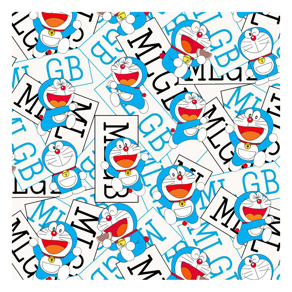 The factory outlet custom popular japanese doraemon cartoon design digital printing woven bag cotton fabric for DIY