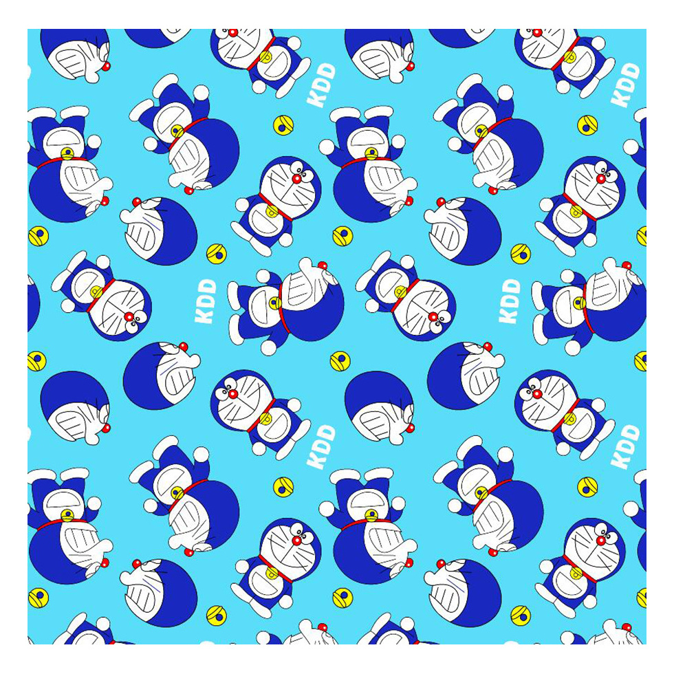 The factory outlet custom popular japanese doraemon cartoon design digital printing woven bag cotton fabric for DIY