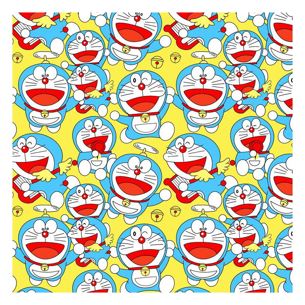 The factory outlet custom popular japanese doraemon cartoon design digital printing woven bag cotton fabric for DIY