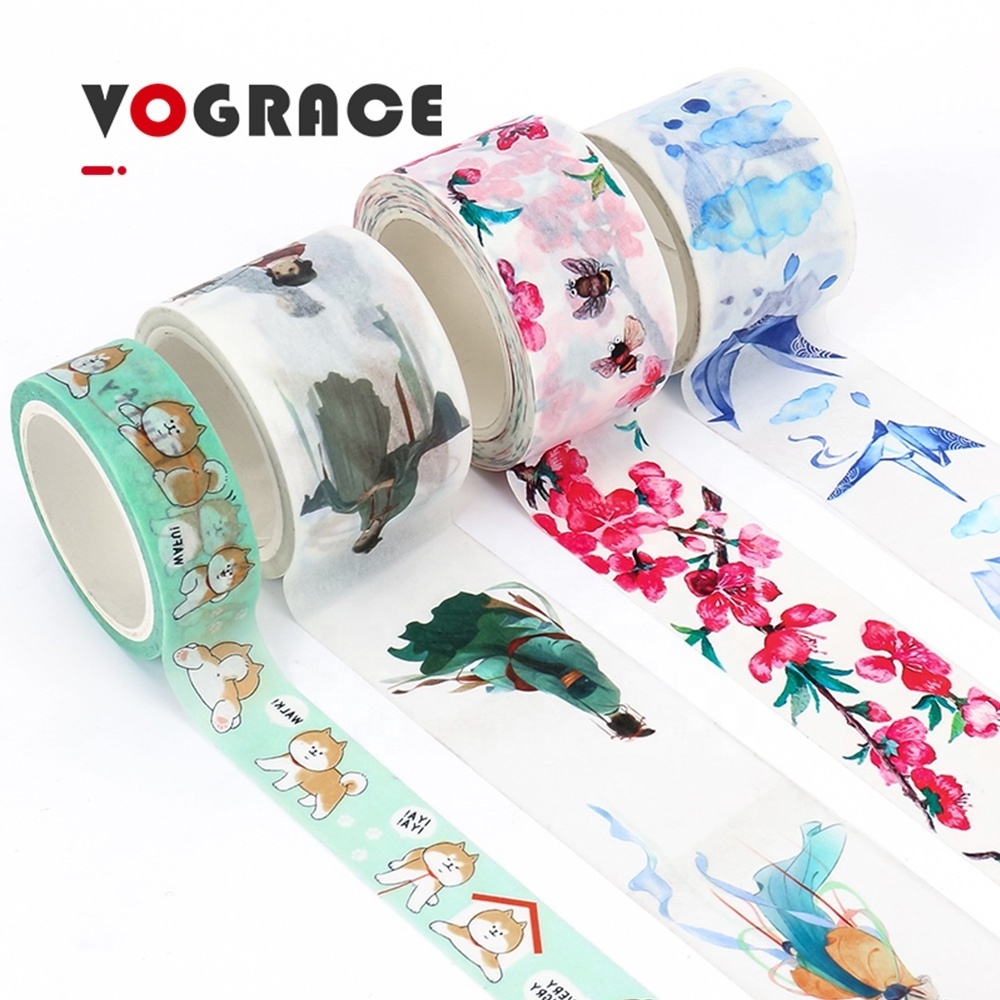 Wholesale VOGRACE Japanese cartoon anime DIY washi tape,logo customized printed masking colorful washi paper with your design