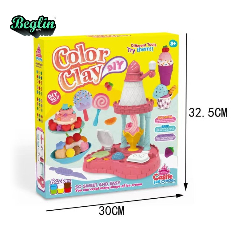 Children's Plasticine Toys lce Cream Maker DlY Making Flour Clay Play Home set Color Clay Play Dough For kid