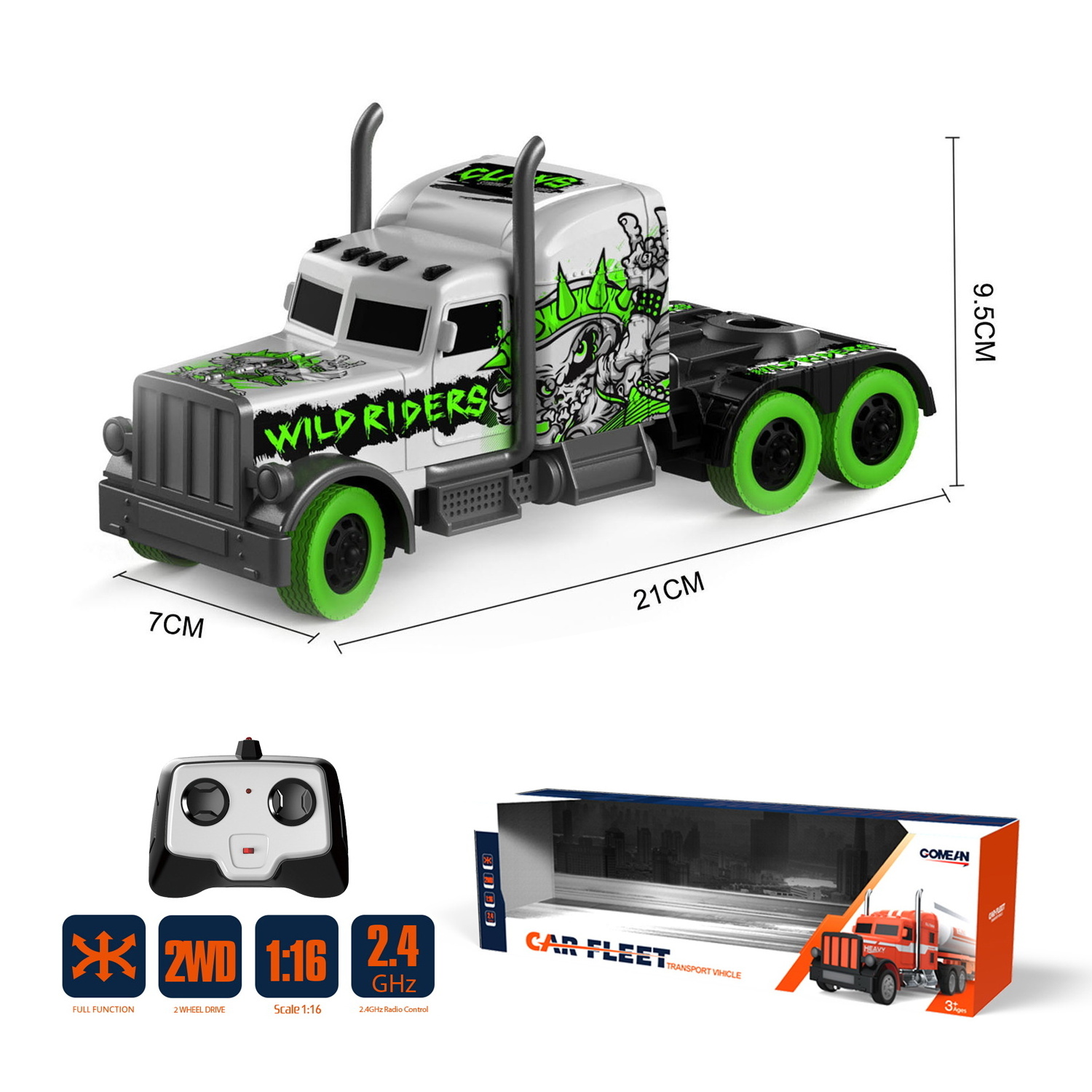 BGL 1/16 RC Container truck Toy 2.4GHz 2WD Radio Remote Control Rc Truck trailer