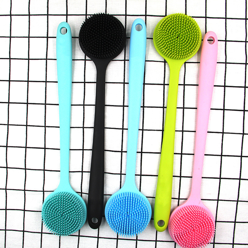 Silicone Bath shower Massage Brush Soft Silicone Massage Body Scrubber long handle brush