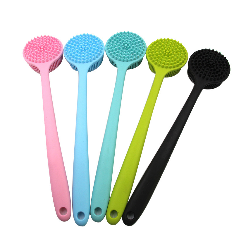 Silicone Bath shower Massage Brush Soft Silicone Massage Body Scrubber long handle brush