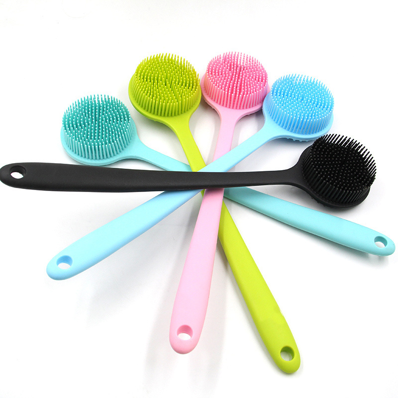 Silicone Bath shower Massage Brush Soft Silicone Massage Body Scrubber long handle brush