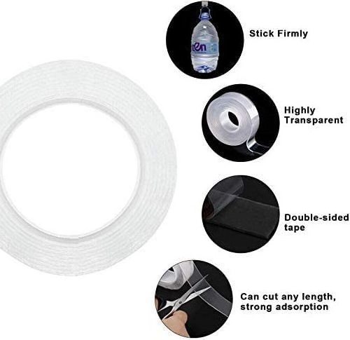 Multifunctional Double Sided Transparent Reusable Adhesive Nano Tape