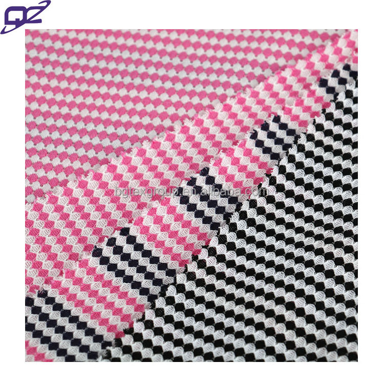 High Stretch Anti Pill Striped Dot Printed 80% Rayon 17% Polyester Knitted Jacquard Spandex  Fabric For Garment