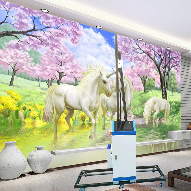 3D 5D 6D Effect Vertical Wall Art inkjet Printer Price Direct To Wall Painting Printing Machine Portable Automatic move by wheel