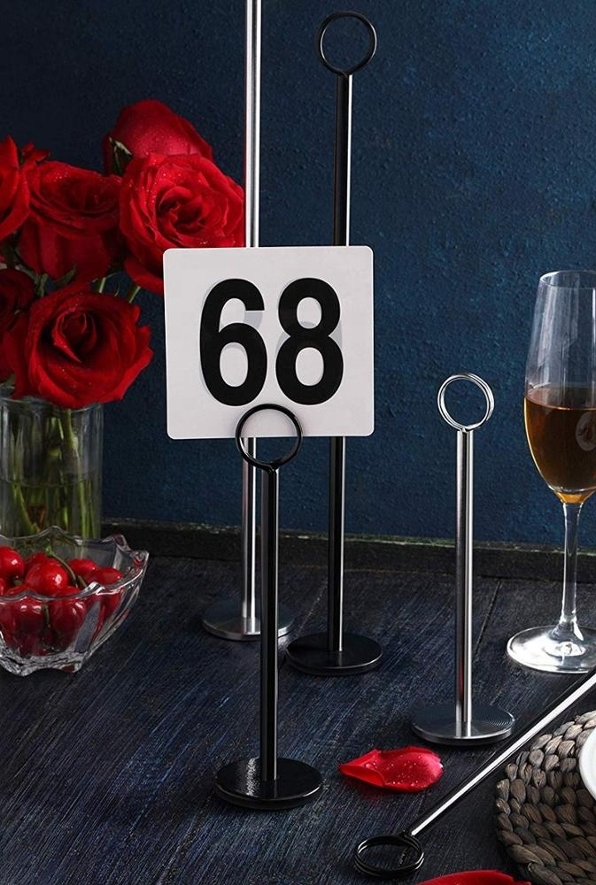 Stainless Steel Metal Table Number Stand Menu Card Holder