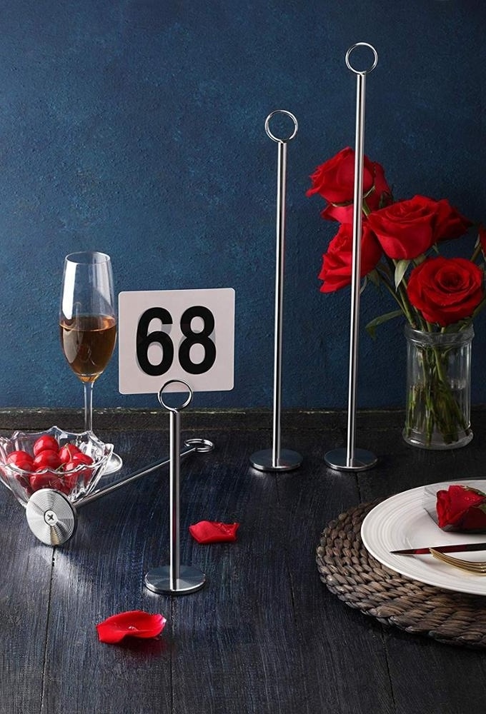 Stainless Steel Metal Table Number Stand Menu Card Holder