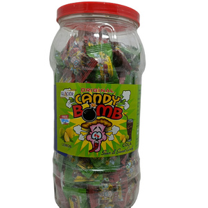 Fun Hot Selling Big Bom Lollipop Candy with Bubble Gum Giant Lollipop Container Bottle Packaging Candy Sweet 2 Years