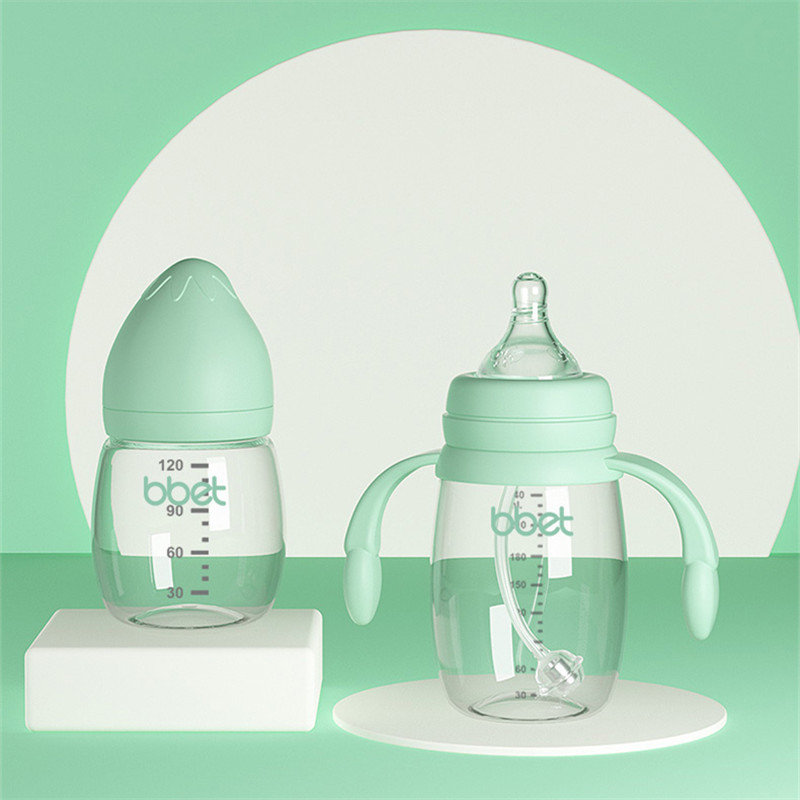 Popular design glass baby feeding bottles customisable strawberry shape baby milk bottles