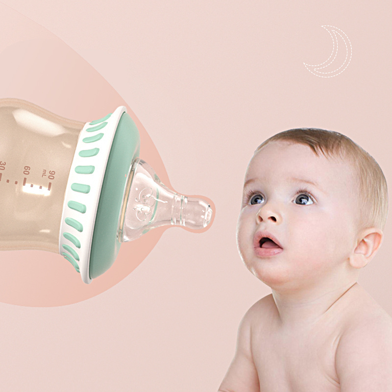 90ml Infant Hands Free Convenient Feeding Bottle Baby Milk Bottle Silicone Baby Bottle