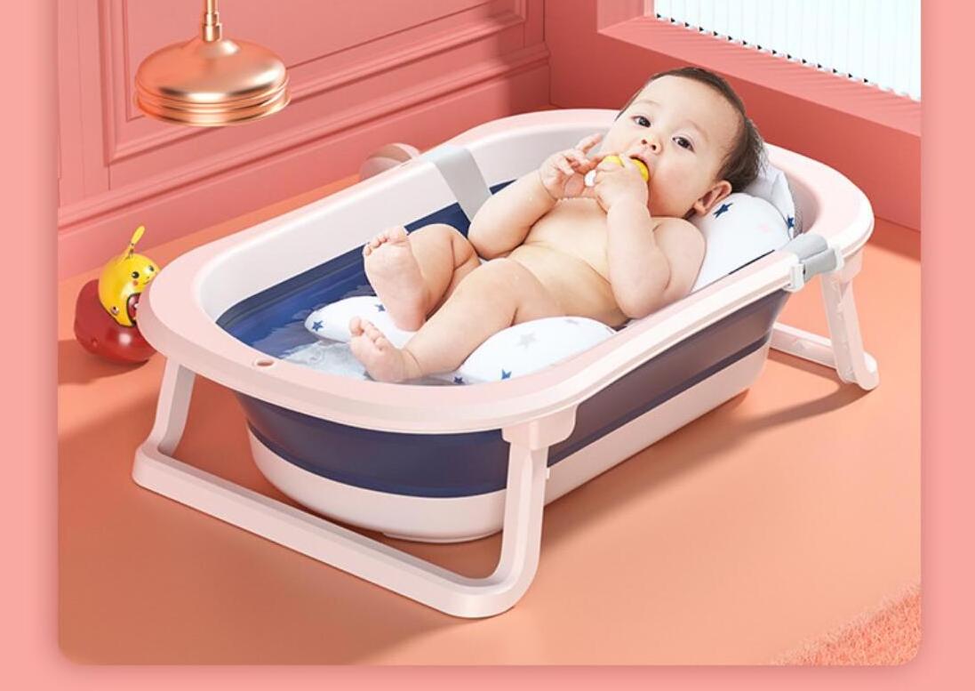 2023 Hot Amazon infant Baby Plastic Foldable Infant Bathtub with Temperature and Baby Bath Tubs Set