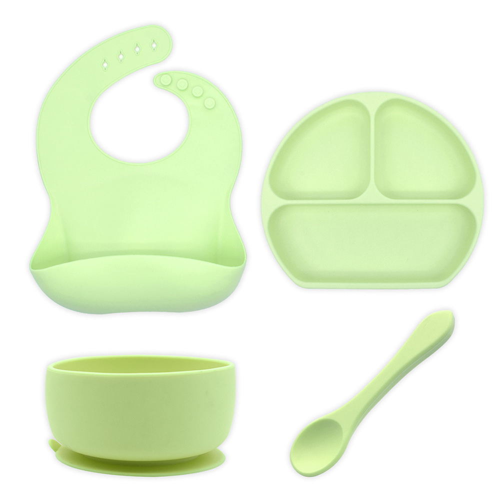 BHD Silicone Toddler Suction Divided Plate Set with Spoon Dishwasher and Microwave Safe silicone baby tableware