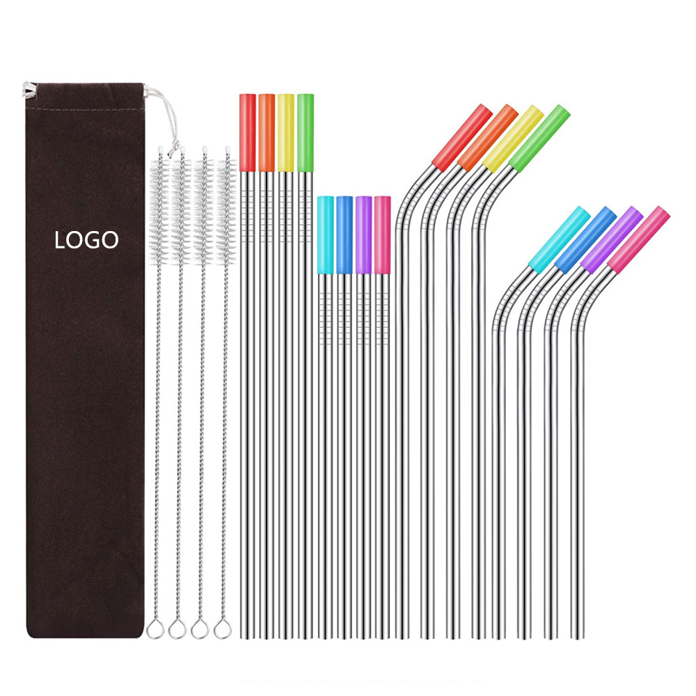 Custom Bulk 304 Stainless Steel Drinking Straws Set 10.5