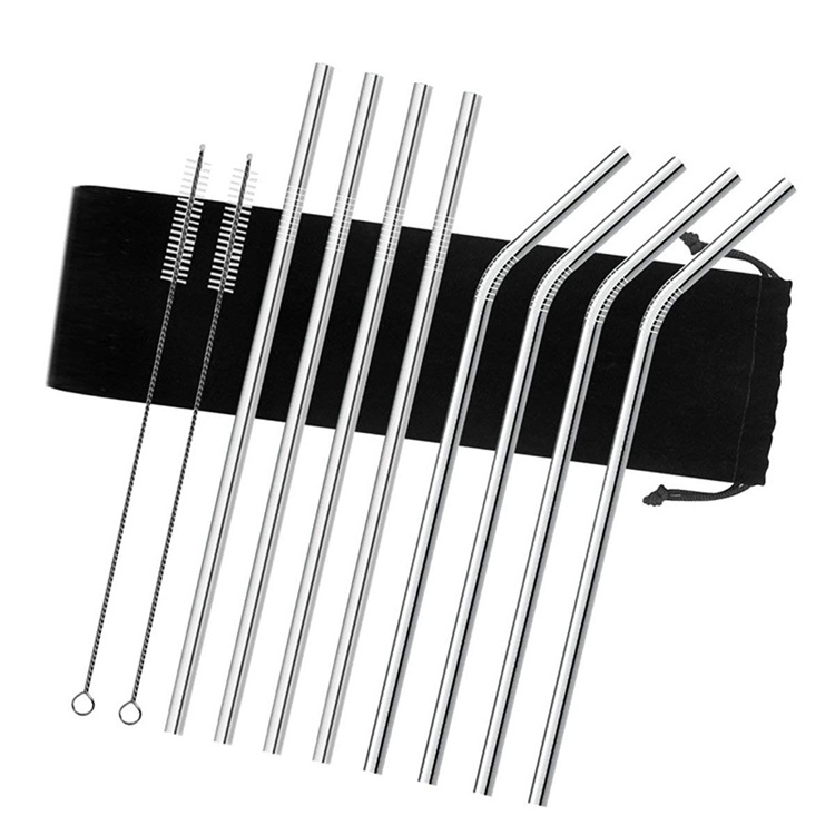 Custom Bulk 304 Stainless Steel Drinking Straws Set 10.5