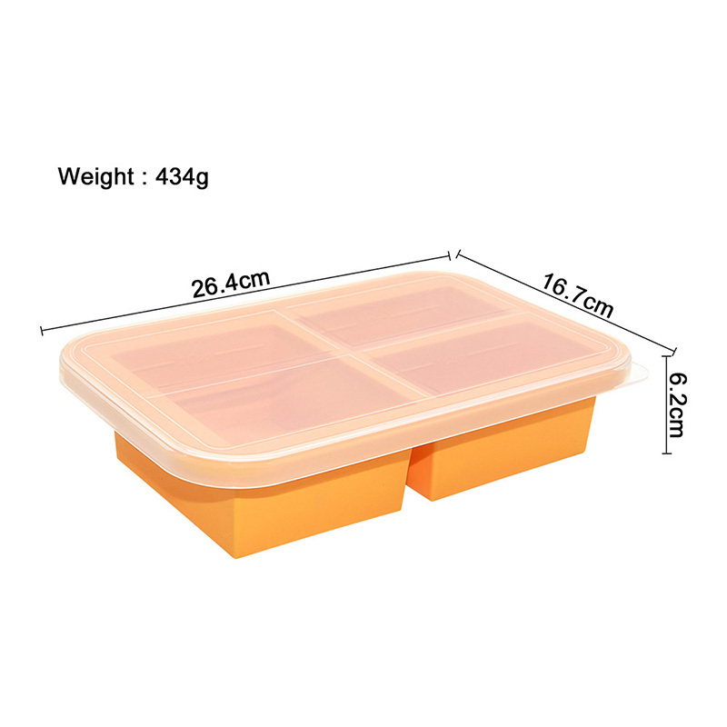 Reusable BPA Free Non Plastic Food Storage Freezing Tray Extra Large Stackable Silicone Ice Cube Tray Spill Proof Ice Cube Mold