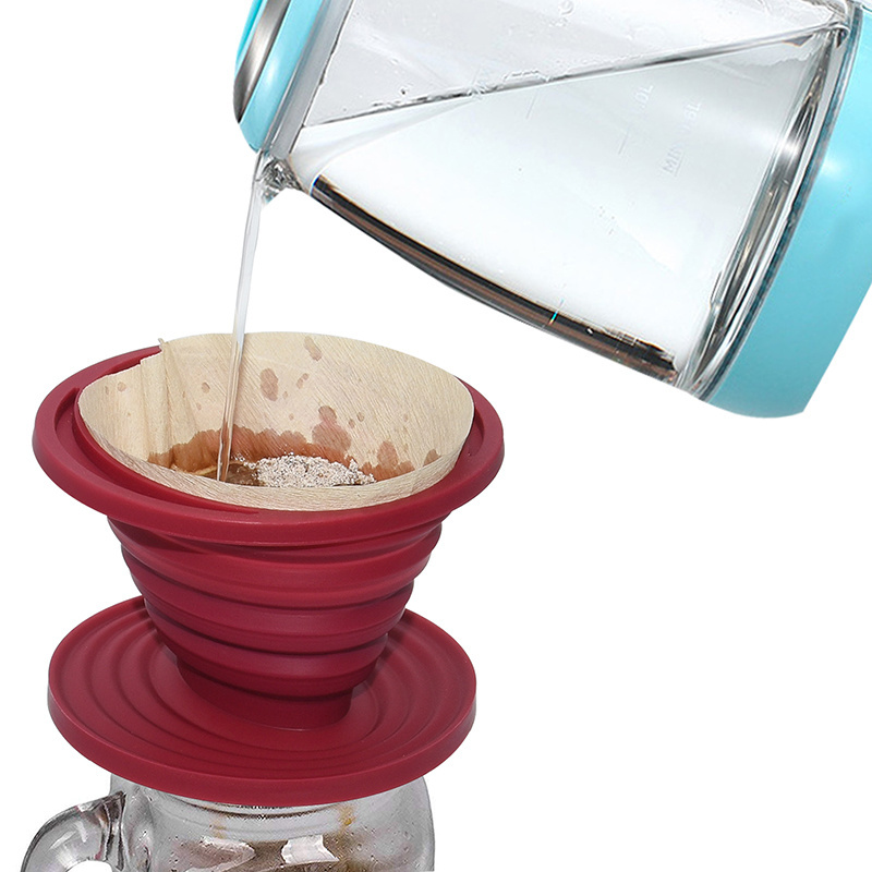 BHD Collapsible Portable Pour Over Cone Coffee Filter BPA Free Silicone Coffee Maker Reusable Cold Brew Coffee Dripper