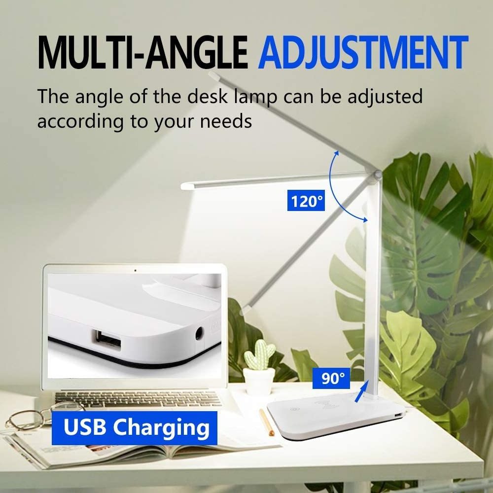 2022 Promotional wireless charger LED desk Lamp with 10W QI Wireless Fast Phone Charger Table Reading Light