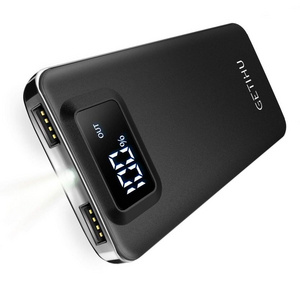 GETIHU LED Display 10000mAh Power Bank 4.8A 2 USB Ports High Speed Battery Backup with Flashlight Power bank