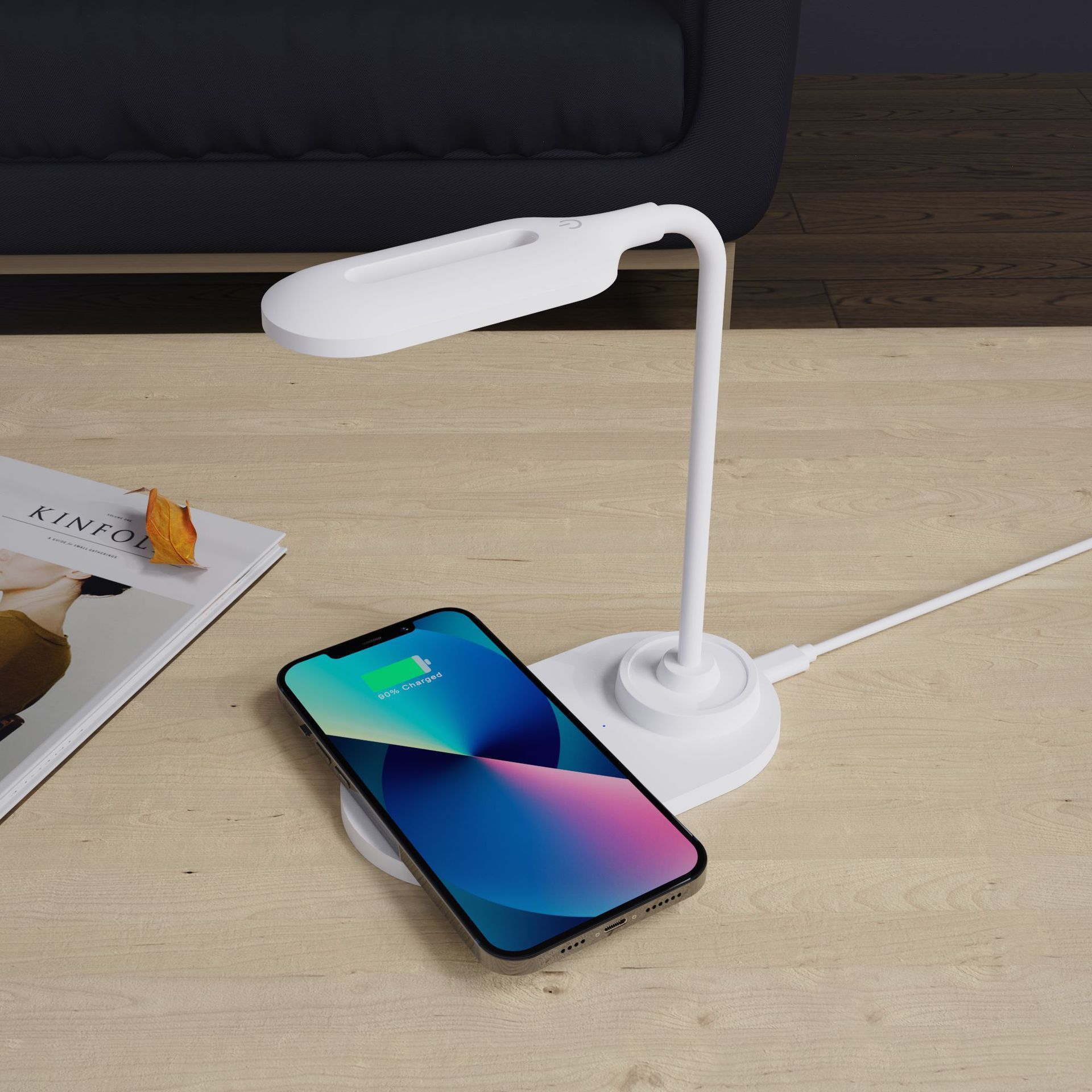 Wireless Charger Pad LED Desk Lamp Eye Protect Study Business Light Table Lamp 15W Fast Charging Station