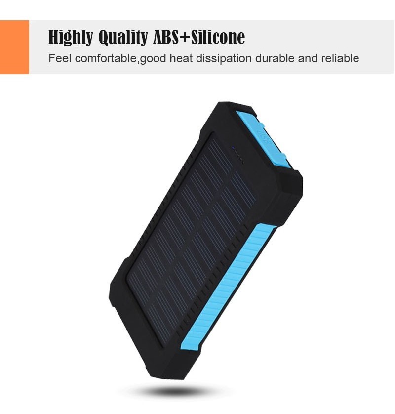 Factory LED Light Power Bank 10000Mah Mobile Waterproof Solar Charger Cell Phone Solar Power Bank Charger