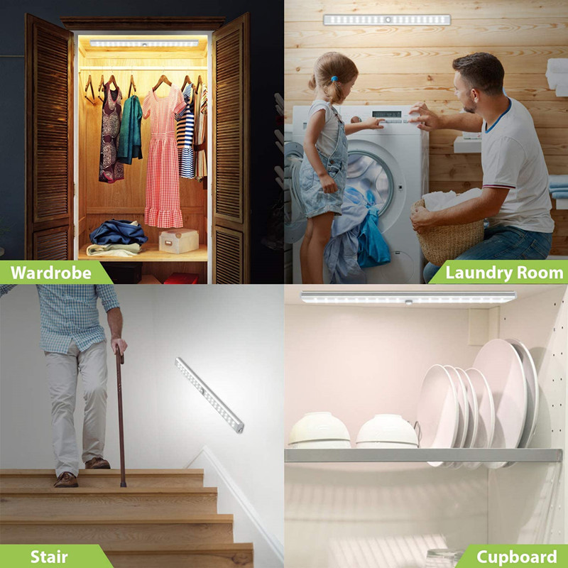 2024 Motion Activated USB Rechargeable LED Closet Light Wireless Stick-on Anywhere Magnetic Motion Sensor Lights for staircase