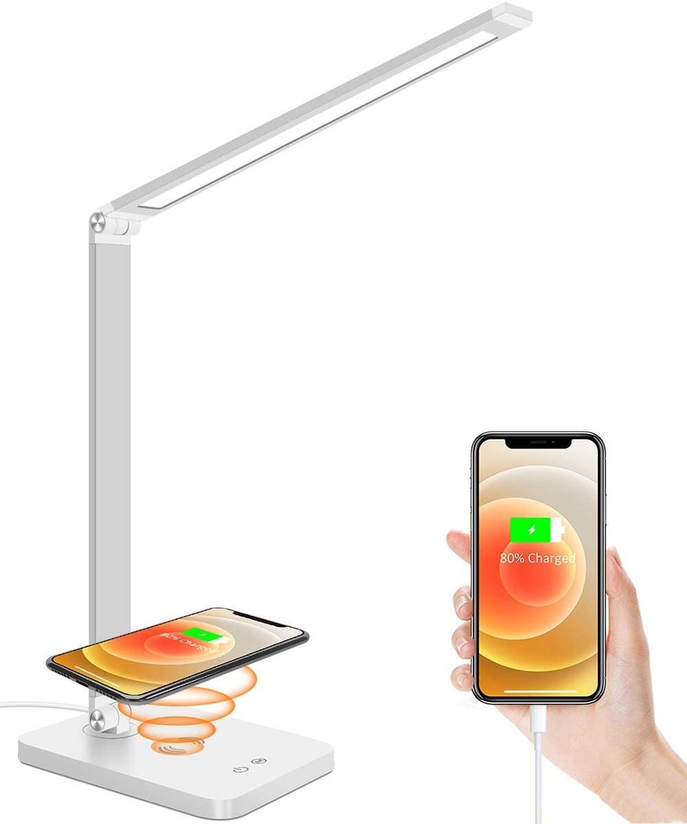 2022 Promotional wireless charger LED desk Lamp with 10W QI Wireless Fast Phone Charger Table Reading Light