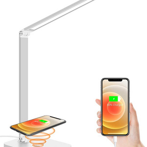 2022 Promotional wireless charger LED desk Lamp with 10W QI Wireless Fast Phone Charger Table Reading Light