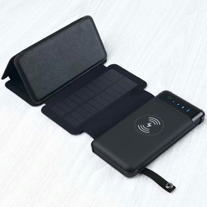 2021 Foldable solar powerbank qi wireless solar power bank Solar Charger External Battery Backup Pack for mobile phone