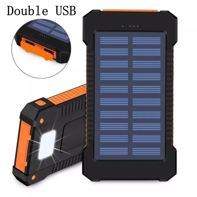 Solar Power Bank Waterproof 20000mAh Solar Charger 2 USB Ports External Charger mini Powerbank for iPhone