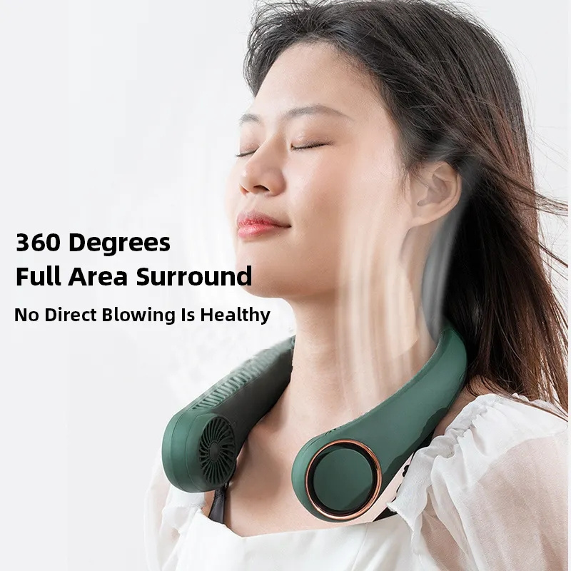 KC Certificated Neckband Portable Fan Mini Rechargeable 3 Speed Adjustable Hanging Neck Fan for Outdoor Sports Office Camping