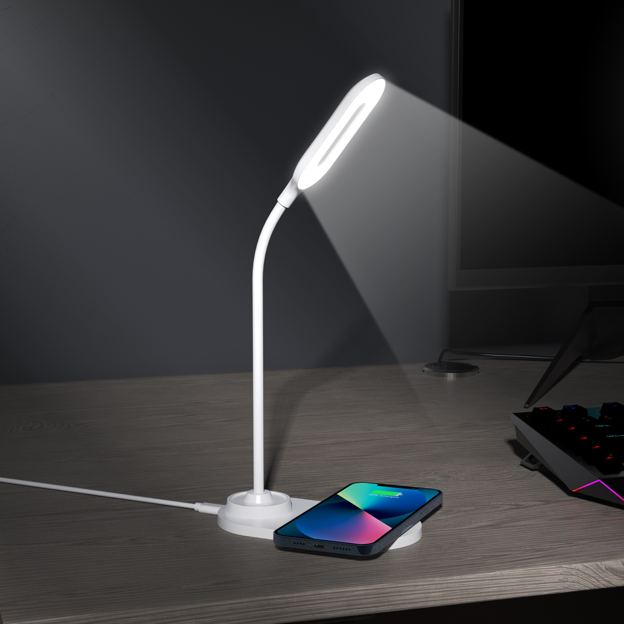 Wireless Charger Pad LED Desk Lamp Eye Protect Study Business Light Table Lamp 15W Fast Charging Station