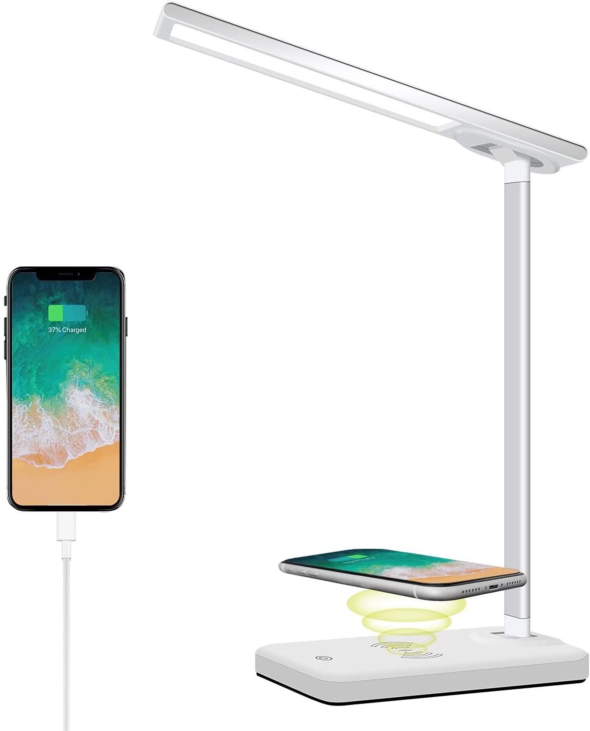 2022 Promotional wireless charger LED desk Lamp with 10W QI Wireless Fast Phone Charger Table Reading Light