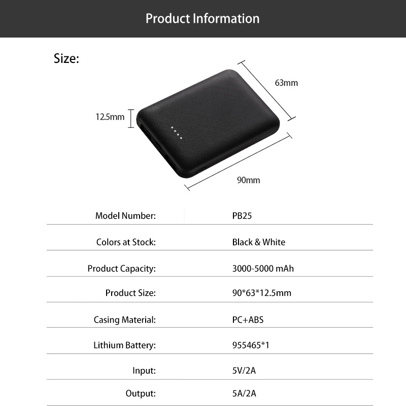 Mini Pocket Portable Chargers with 2 USB Output and LED indicators Smallest and Lightest Battery Pack Compatible with all device