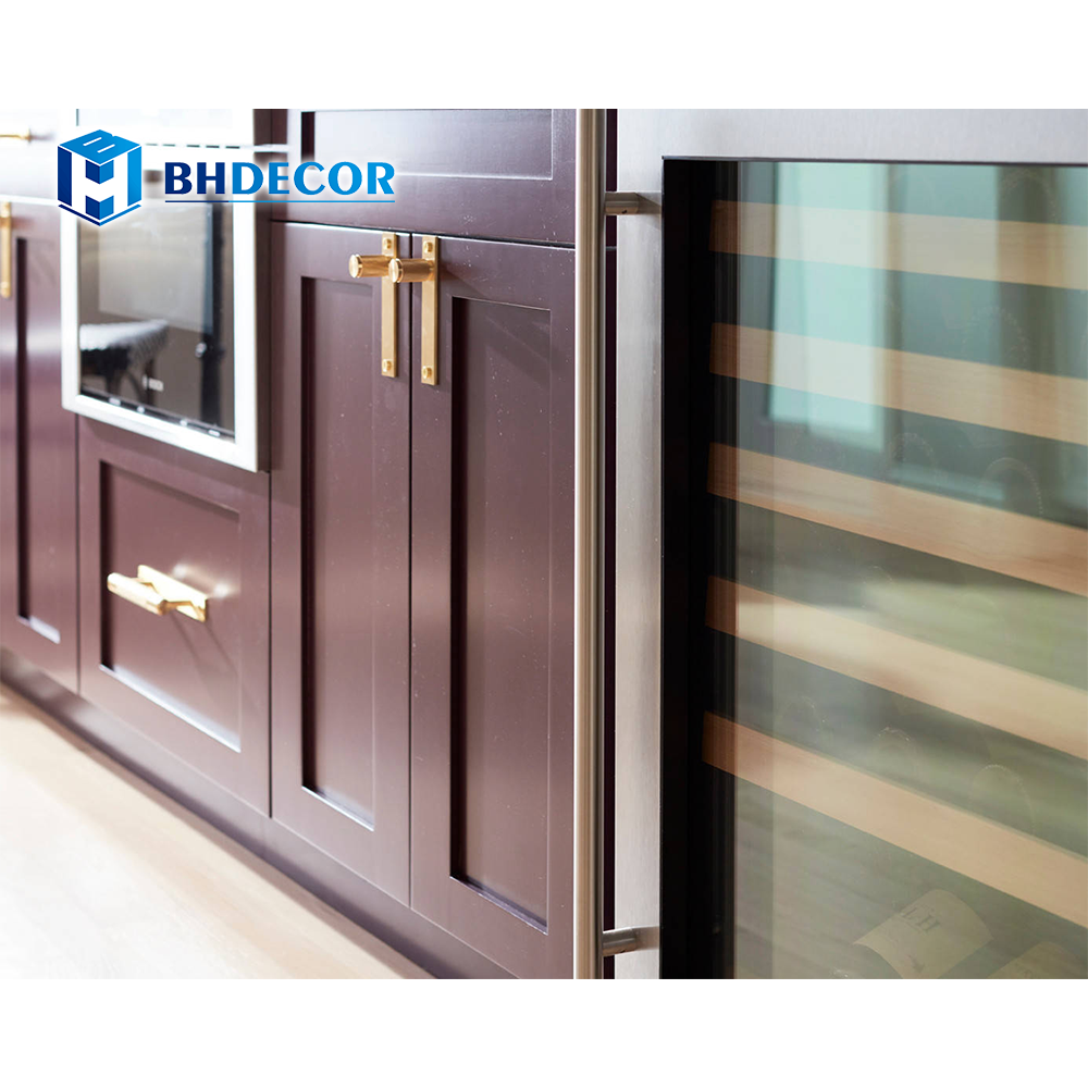 Kitchen Cupboard New Design High Gloss Purple And White Lavender Solid Wood Shaker Kitchen Cabinets