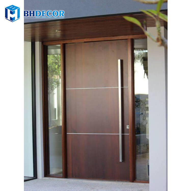 House Design Pre-Hung Pre Hung Prehung Mahogany Walnut Ash Solid Wood Doors Modern Exterior Front Entry Door With Hardware