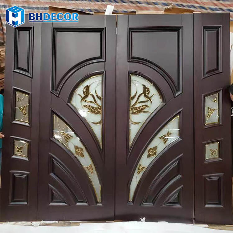 Luxury Exterior Front Entry Door Villas House Mansions Home Classic Design Teak Solid Wood Wooden Main Entrance Doors For Canada